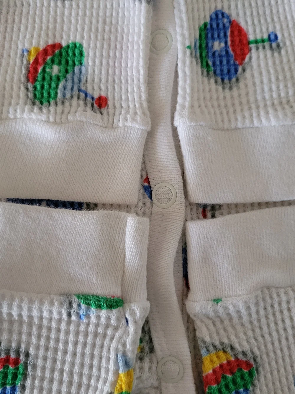 Vintage 90s Carters Waffle Knit Baby Sleeper Primary Spinning Tops NWOT M 3-6M